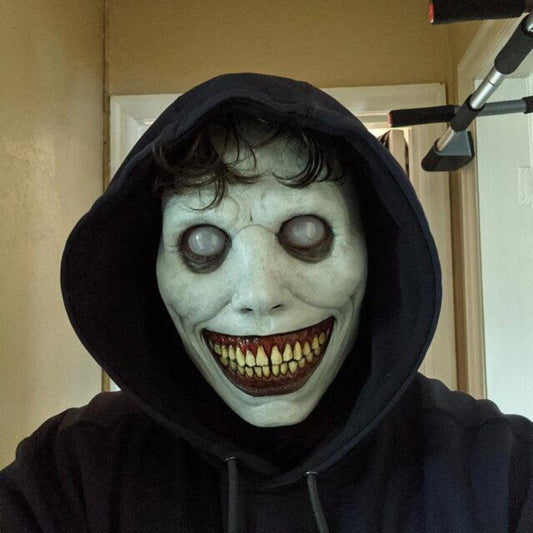 Halloween latex mask demon with white eyes – unisex horror costume for spooky parties