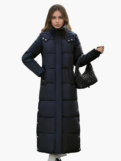 Women's Long Quilted Coat Elegant Winter Coat with Hood – Perfect for Everyday and Outdoor Use