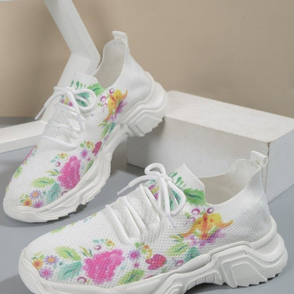 Barbara – Blumenfreizeitschuhe mit Flacher Sohle für Damen
