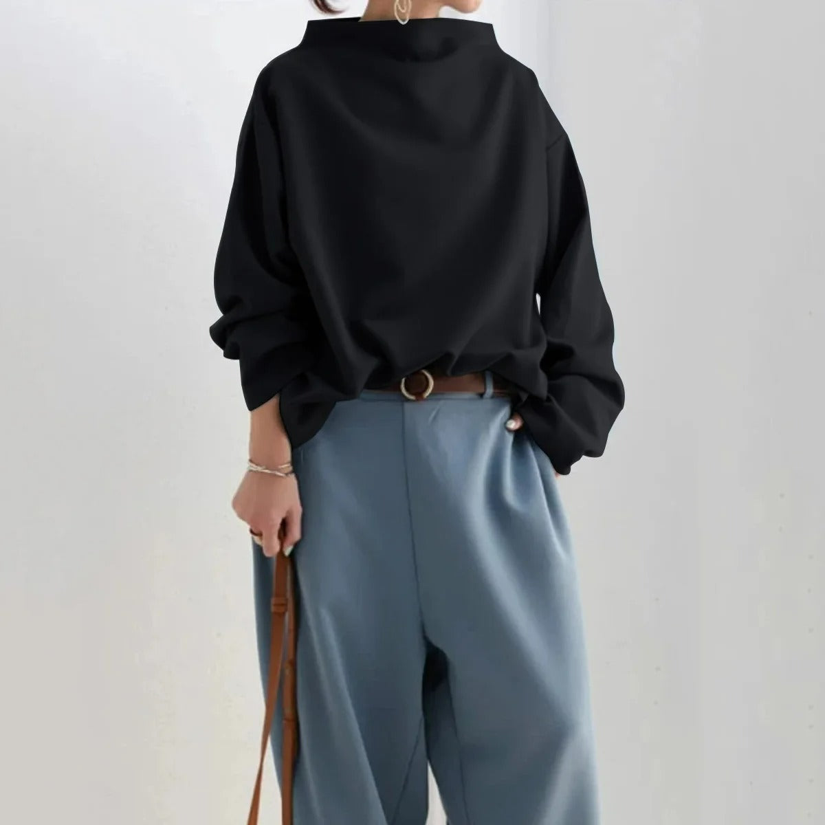 Damen Oversize Pullover Langarm Modern Elegant – Perfekt für Alltag & Büro