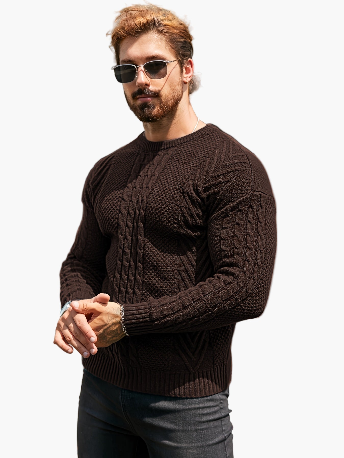 Men's knitted sweater in casual style – fashionable leisure sweater for autumn and winter