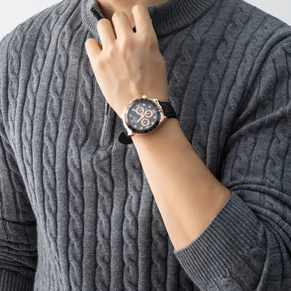 Men's knitted sweater with cable pattern and stand-up collar – fashionable casual style for autumn and winter