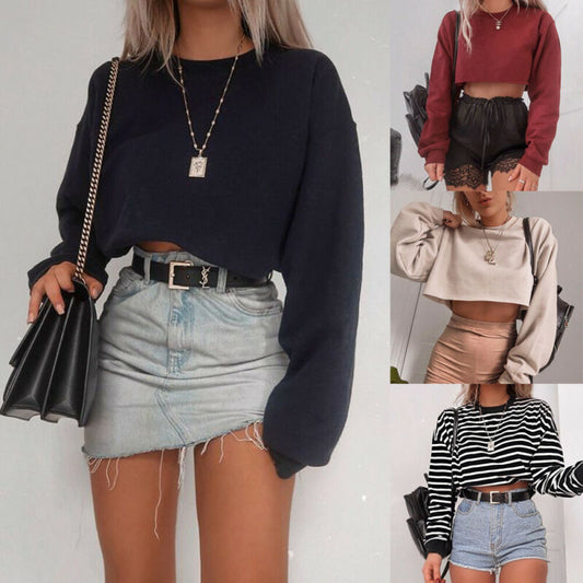 Sandra – Langärmliges Crop-Top für Damen