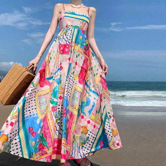 Zoe – Ärmelloses Hochtailliertes Druckkleid
