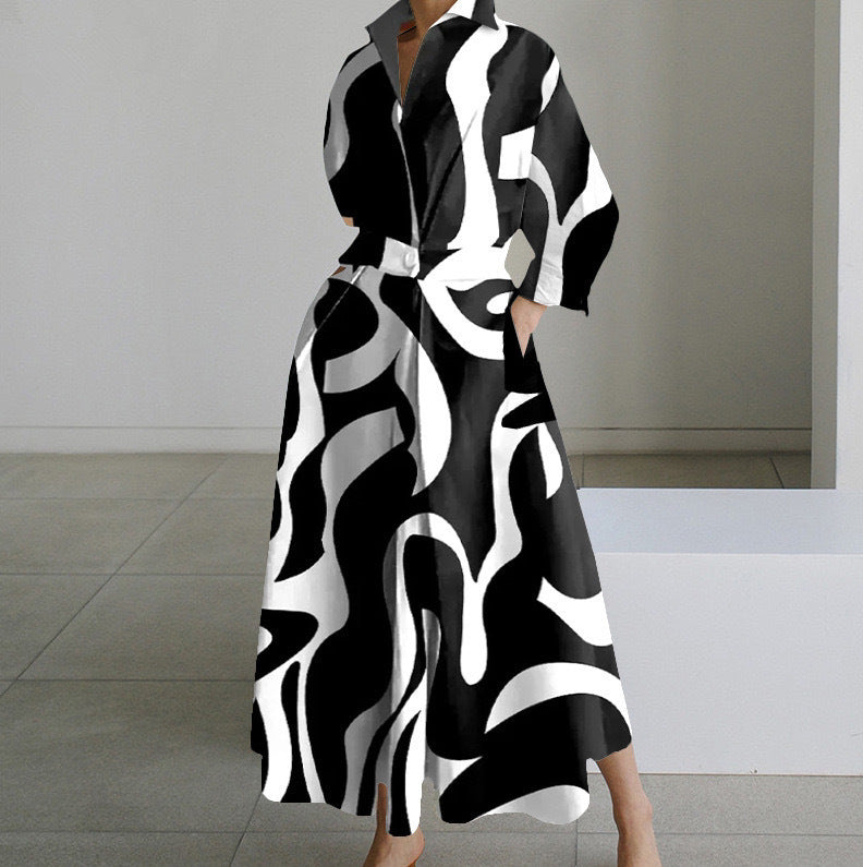Abigail – Langärmliges Blusenkleid mit elastischem Bund