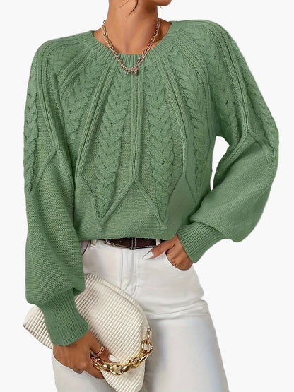 Damen Strickpullover im Zopfmuster-Design – Eleganter Freizeit-Look für Alltag & Büro