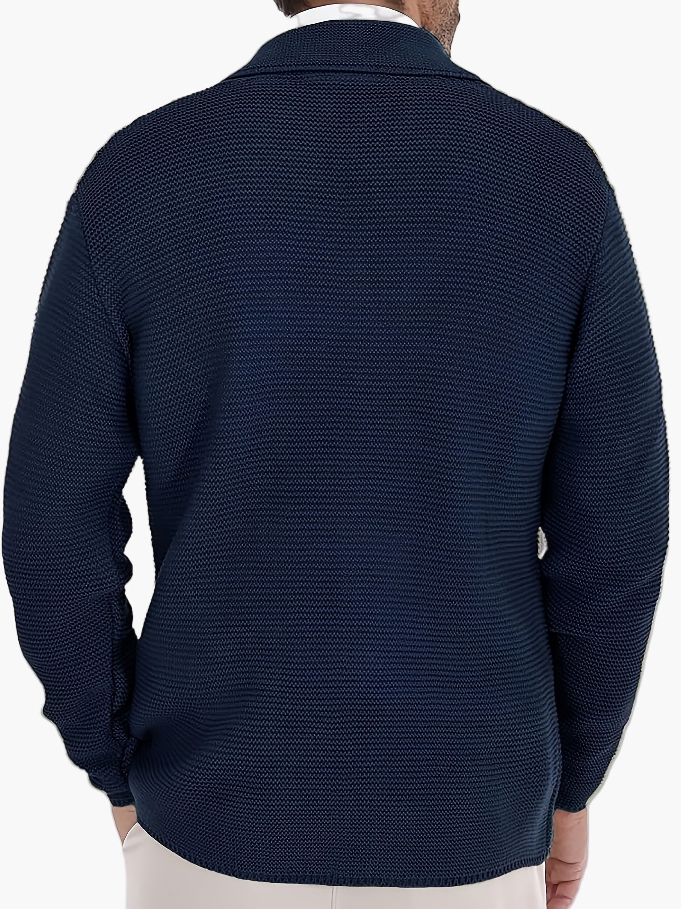 Men's knitted cardigan with lapel collar, double-breasted – Elegant casual blazer for everyday and office use