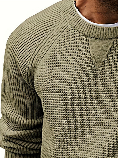 Men's knitted sweater vintage style – casual crew neck sweater for everyday and leisure