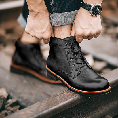 Aidan – Retro Herrenstiefel mit Schnürung und niedrigem Absatz