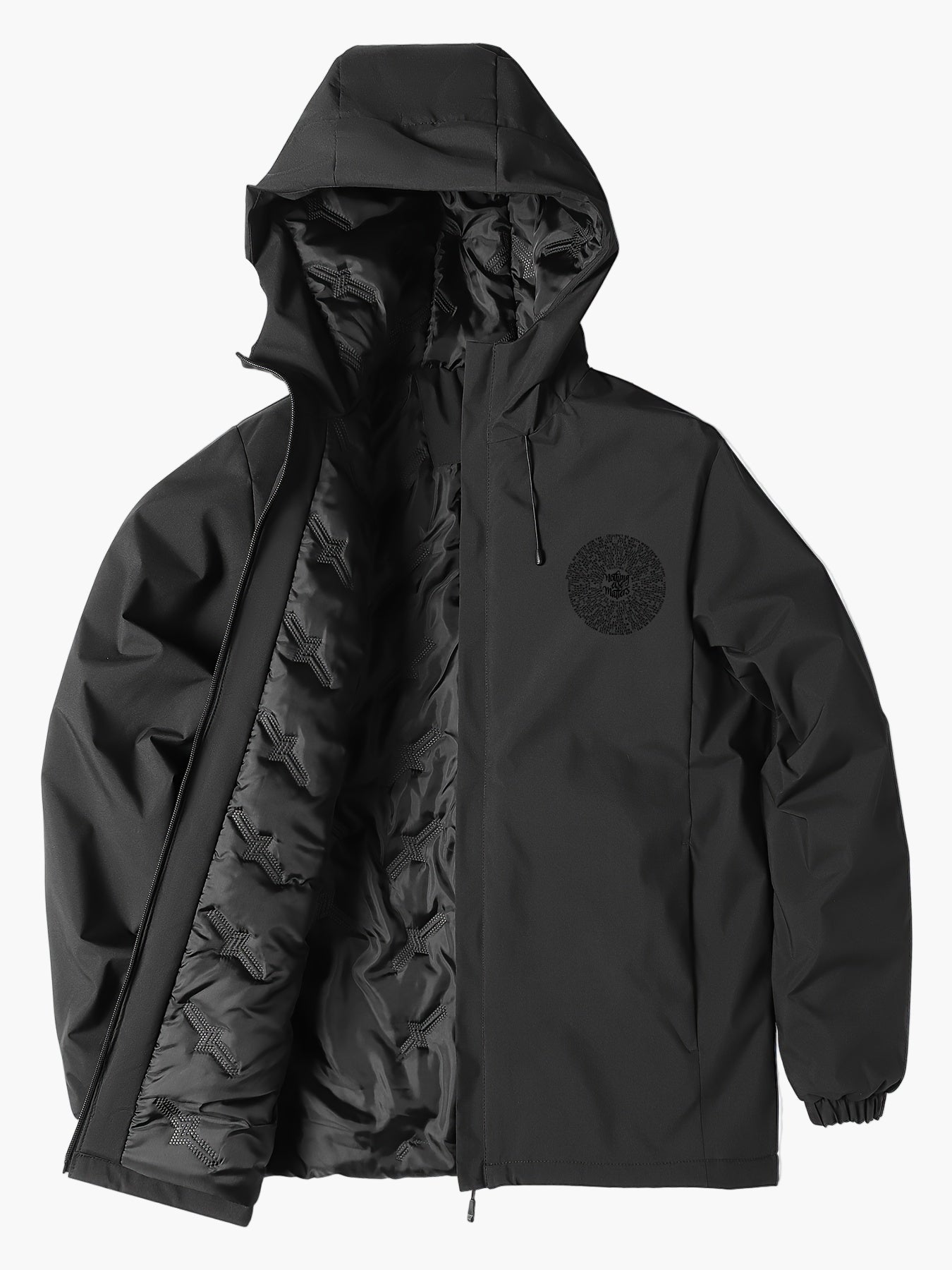 Damen Casual Winterjacke mit Kapuze und geometrischem Print – Stilvolle Alltagsjacke für kalte Tage