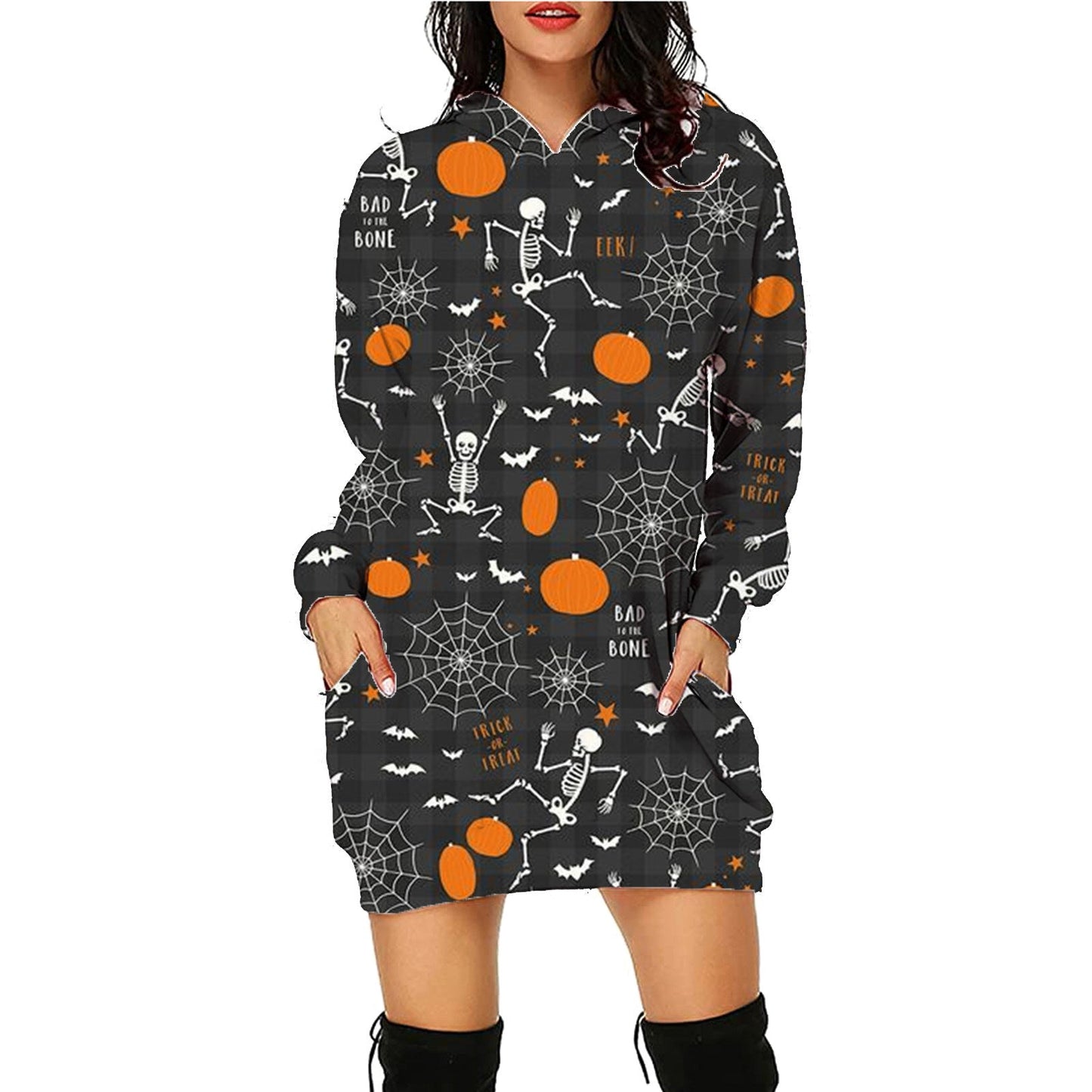 Women's Halloween Hoodie Dress – Funny Costume for Party, Decoration & Trick-or-Treat
