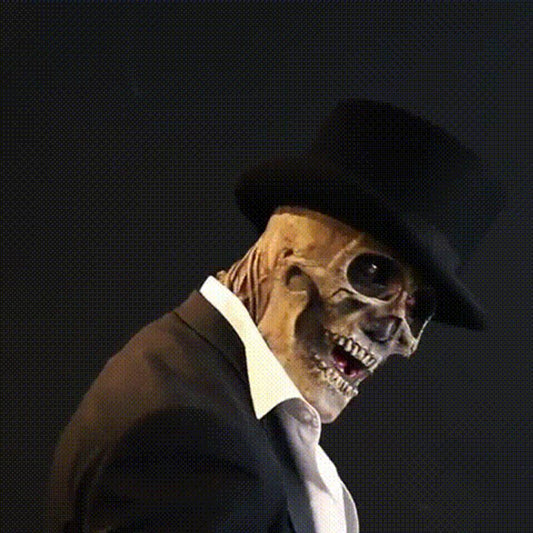 Halloween Skeleton Mask with Top Hat – Unisex Scary Costume for Parties & Decoration
