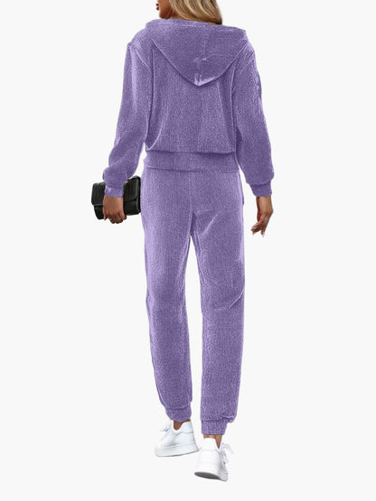 Women's casual tracksuit two-piece with hoodie and jogging pants – sporty & comfortable for everyday and fitness