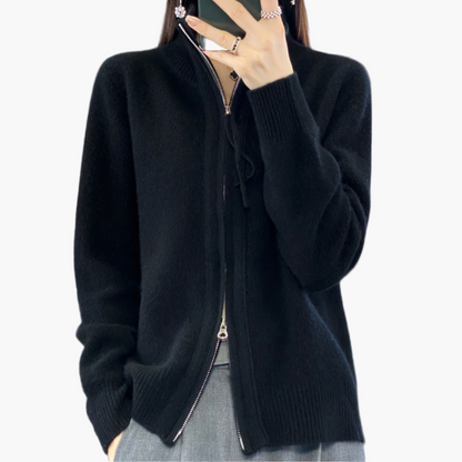 Damen Strickjacke mit Reißverschluss – Klassischer Stil für Büro und Freizeit