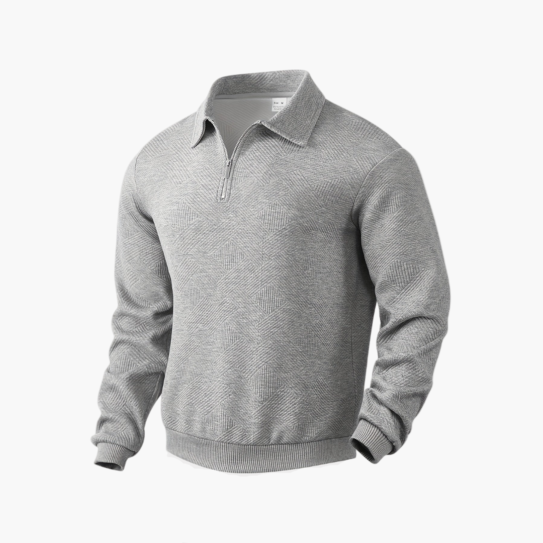 Men's Vintage Sweatshirt with Zipper – Geometric Pattern, Fashionable & Versatile