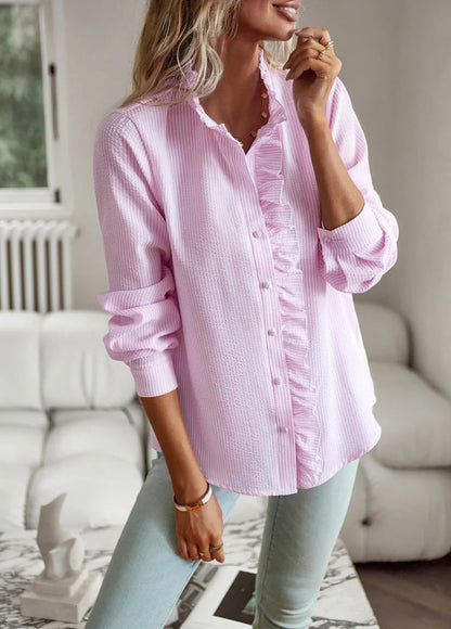 Damen Rüschenbluse im eleganten Business- und Freizeitstil – Modische Langarm Bluse mit femininen Details