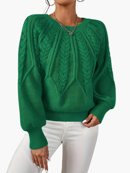 Damen Strickpullover im Zopfmuster-Design – Eleganter Freizeit-Look für Alltag & Büro