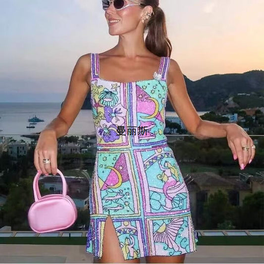 Fiona – Creative Print Pinafore Dress for Women