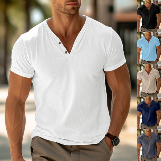 Cameron – Herren T-Shirt Sommer Strand Kurzarm Einfarbig