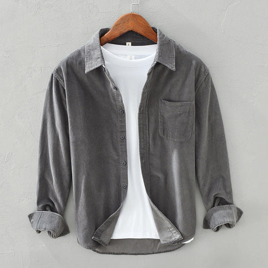Herren Japanischer Retro Freizeit Hemd – Langarm, Modernes Layering, Vielseitig für Alltag & Ausgehen