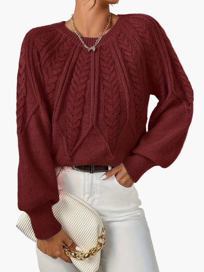 Damen Strickpullover im Zopfmuster-Design – Eleganter Freizeit-Look für Alltag & Büro