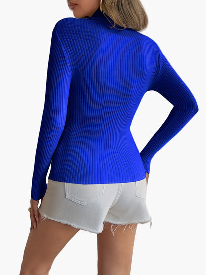 Damen Rollkragen Pullover Bodycon Elegant Freizeit Stricktop