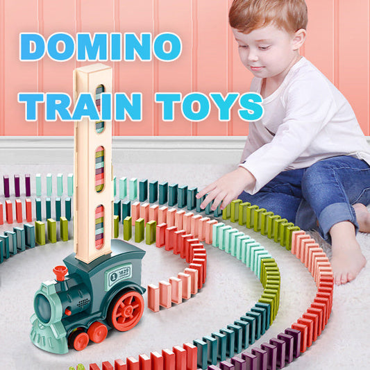 Domino pull toy for children – creative learning game, automatic domino placer, educational toy