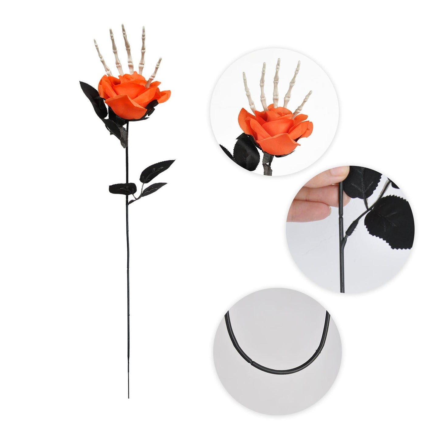 Halloween decoration artificial flowers roses with skeleton hand – spooky party decoration