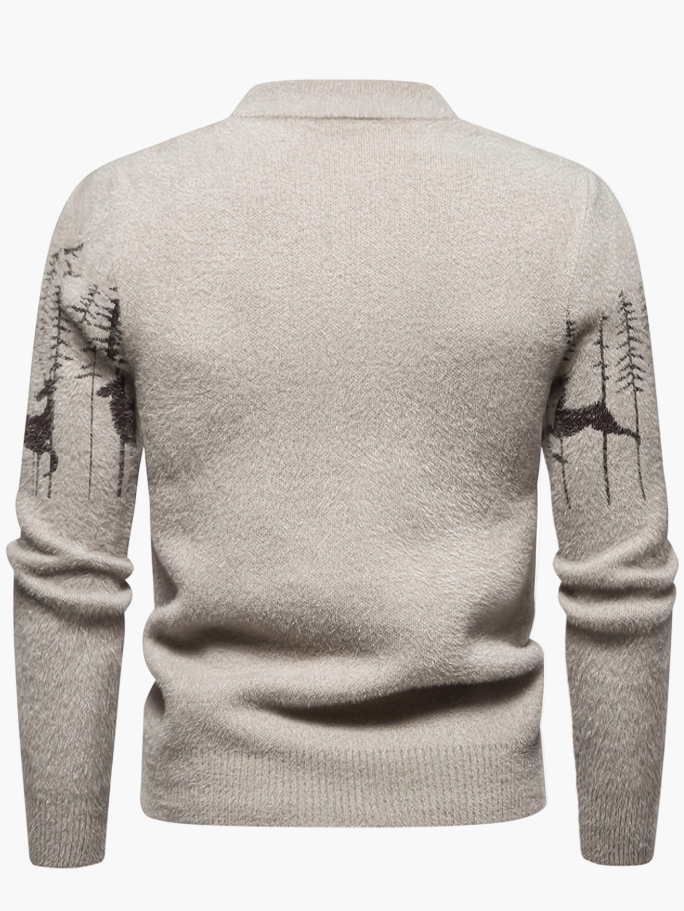 Men's Sweater with Forest and Deer Motif – Winter Style, Casual & Outdoor