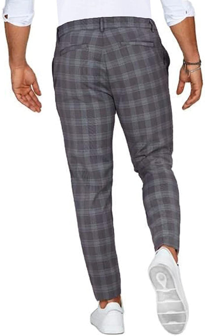 Men's Chino Pants – Checked Slim Fit Design for Stylish Casual and Business Looks