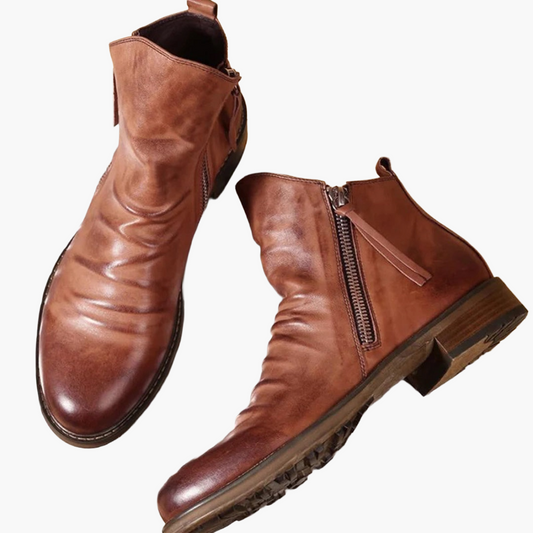 Men's ankle boots – Classic, versatile boots with side zipper for everyday & leisure