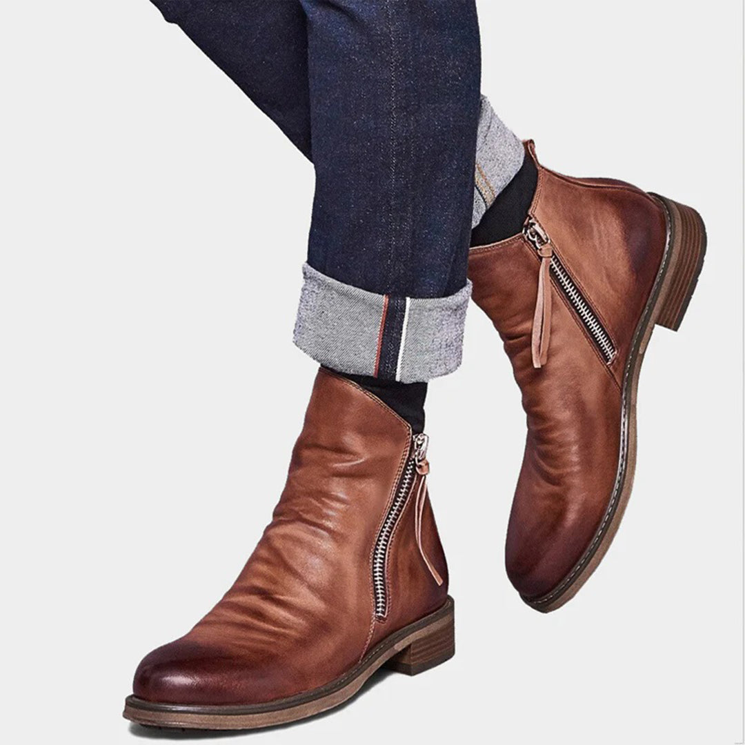 Men's ankle boots – Classic, versatile boots with side zipper for everyday & leisure