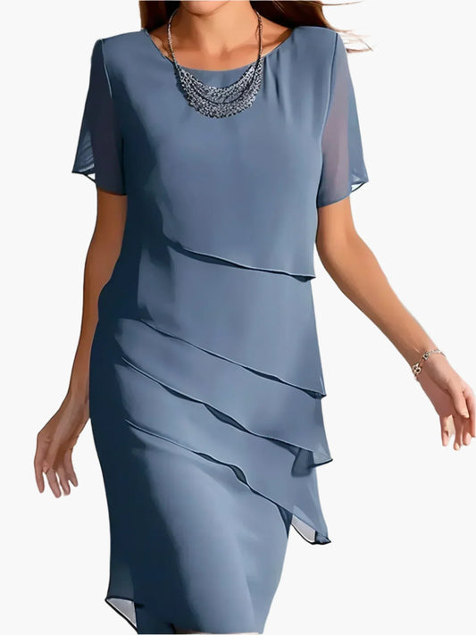Damen Elegantes Chiffon Abendkleid mit Stufen-Design – Festliches Cocktailkleid für besondere Anlässe
