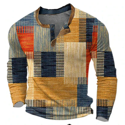 Men's Long Sleeve Shirt Patchwork Casual – Stylish Casual Shirt for Autumn and Winter