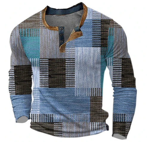 Men's Long Sleeve Shirt Patchwork Casual – Stylish Casual Shirt for Autumn and Winter