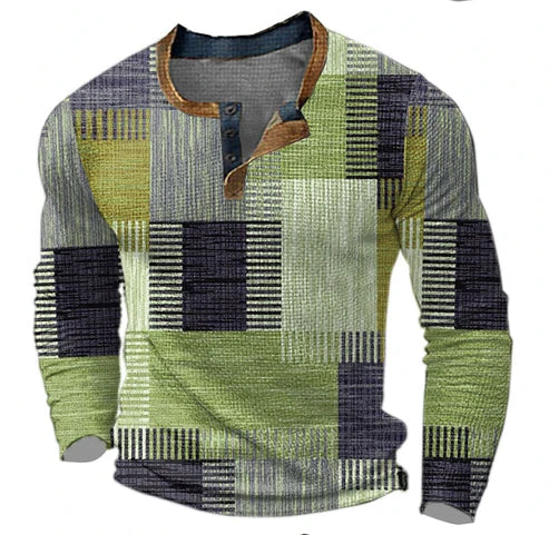 Men's Long Sleeve Shirt Patchwork Casual – Stylish Casual Shirt for Autumn and Winter