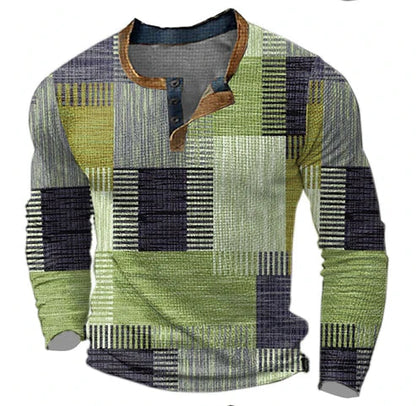 Men's Long Sleeve Shirt Patchwork Casual – Stylish Casual Shirt for Autumn and Winter