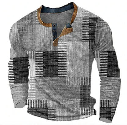 Men's Long Sleeve Shirt Patchwork Casual – Stylish Casual Shirt for Autumn and Winter