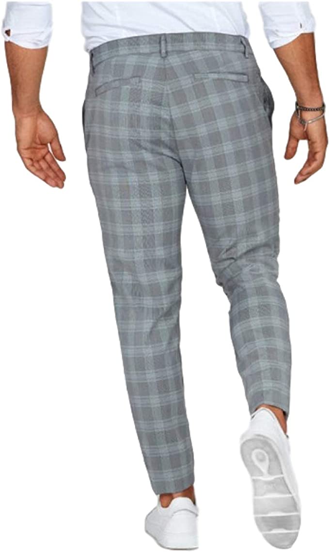 Men's Chino Pants – Checked Slim Fit Design for Stylish Casual and Business Looks