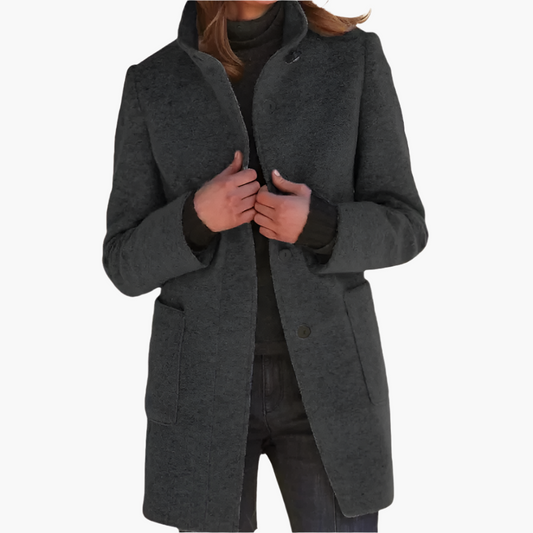 Damen Eleganter Mantel mit Stehkragen – Stilvoller Übergangsmantel für Alltag und besondere Anlässe