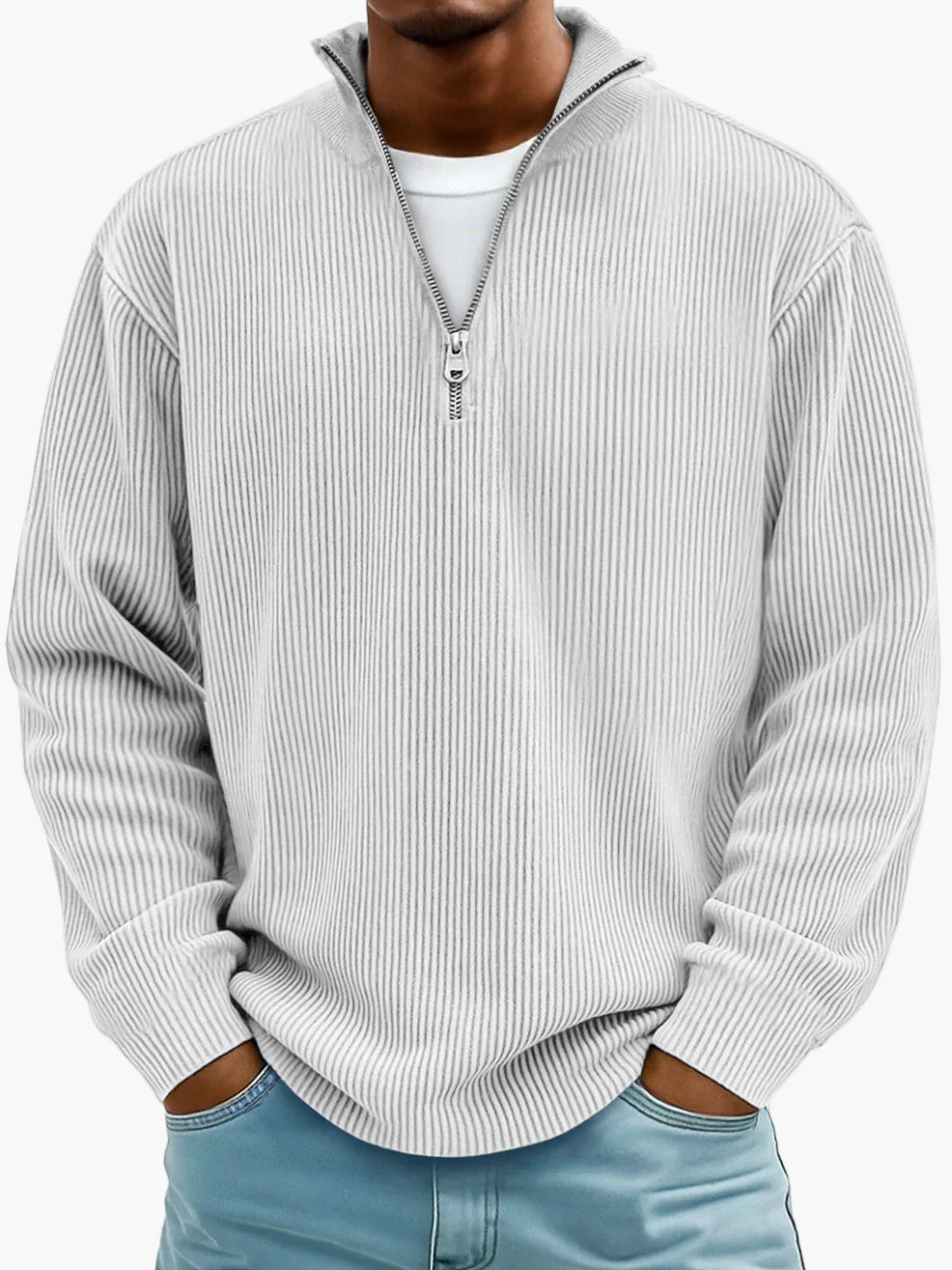 Herren Halbreißverschluss Strickpullover – Moderner Freizeit-Stil für Alltag & Büro