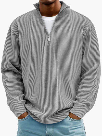 Herren Halbreißverschluss Strickpullover – Moderner Freizeit-Stil für Alltag & Büro