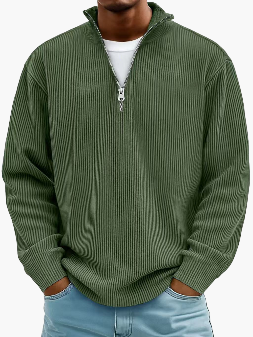 Herren Halbreißverschluss Strickpullover – Moderner Freizeit-Stil für Alltag & Büro