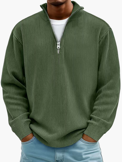 Herren Halbreißverschluss Strickpullover – Moderner Freizeit-Stil für Alltag & Büro