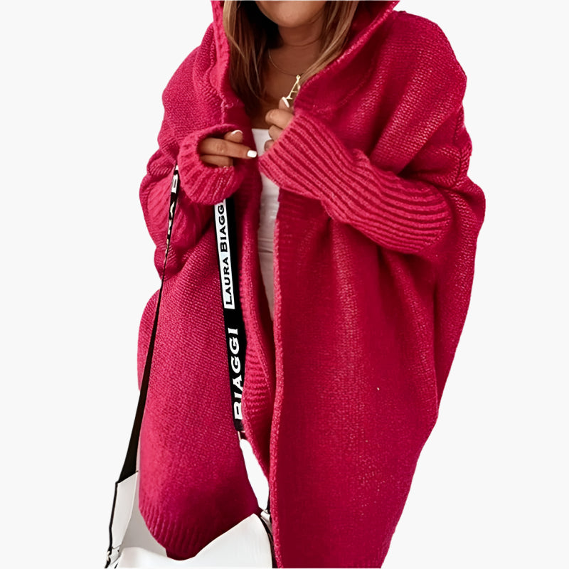 Damen Strickjacke mit Kapuze – Kuscheliger Oversize Cardigan für Herbst und Winter, modisches Freizeit-Outfit