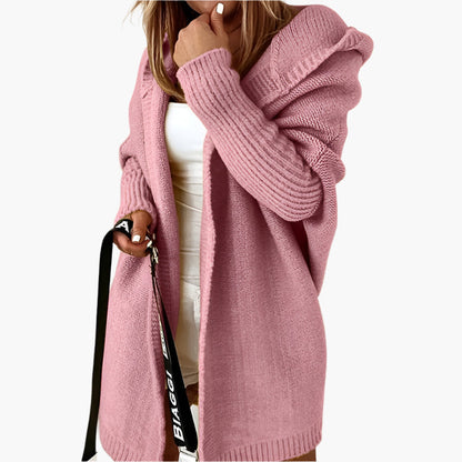Damen Strickjacke mit Kapuze – Kuscheliger Oversize Cardigan für Herbst und Winter, modisches Freizeit-Outfit