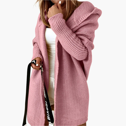 Damen Strickjacke mit Kapuze – Kuscheliger Oversize Cardigan für Herbst und Winter, modisches Freizeit-Outfit