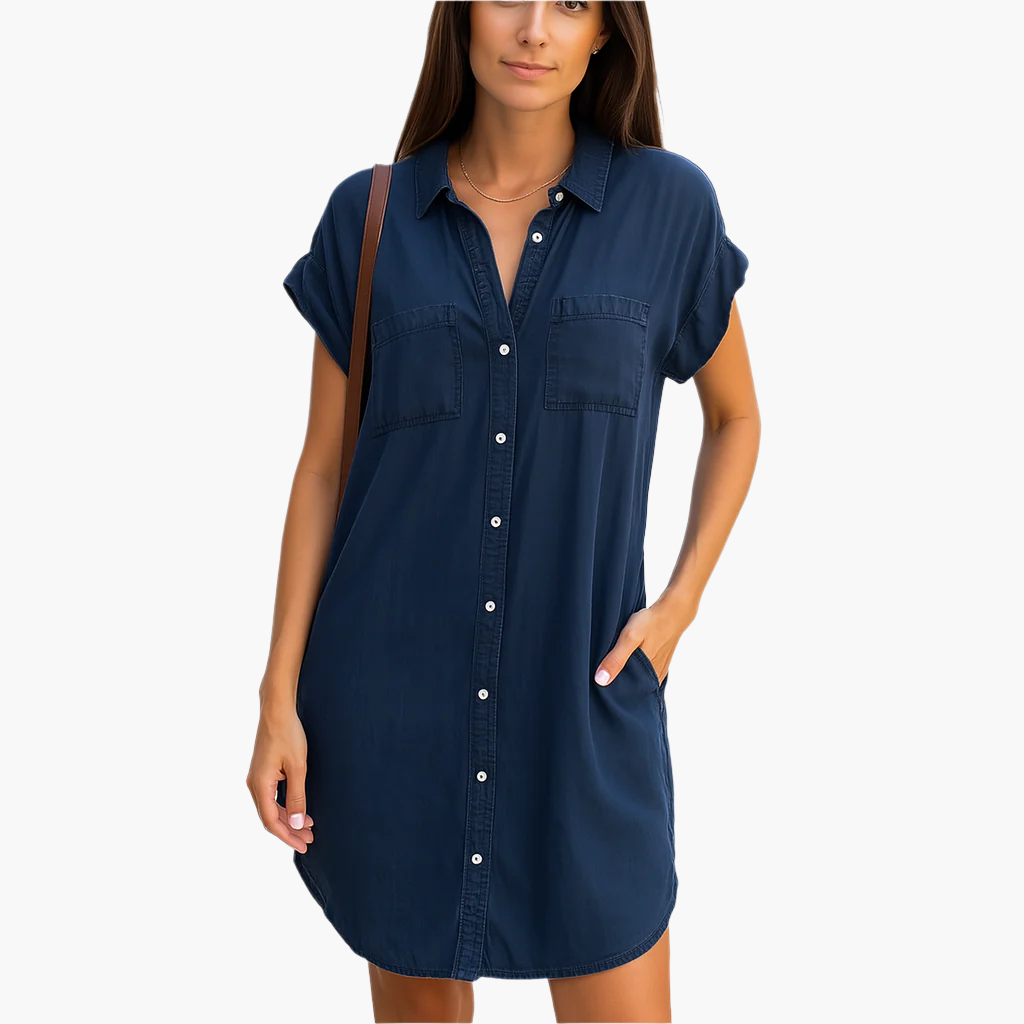 Women's denim shirt dress casual leisure loose – stylish shirt dress for everyday & vacation