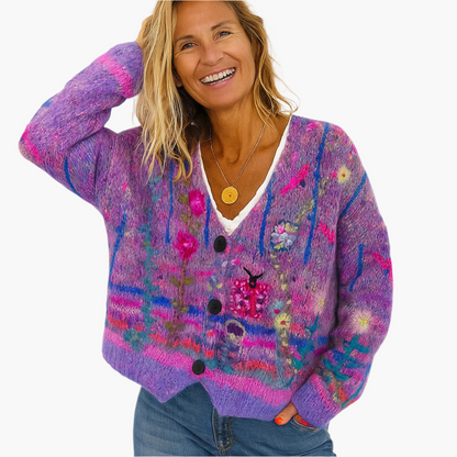 Women's knitted cardigan in artistic boho style – fashionable cardigan for everyday and leisure use