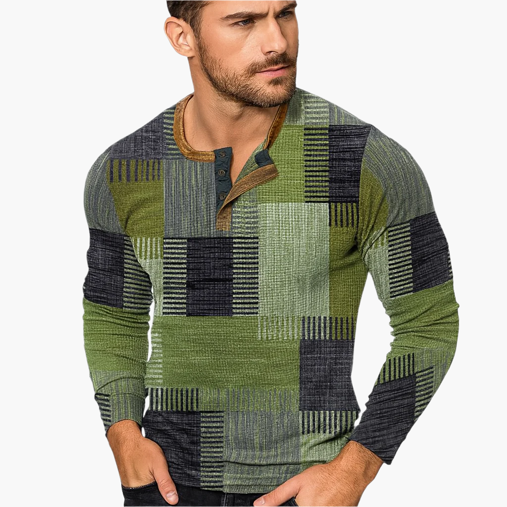 Men's Long Sleeve Shirt Patchwork Casual – Stylish Casual Shirt for Autumn and Winter